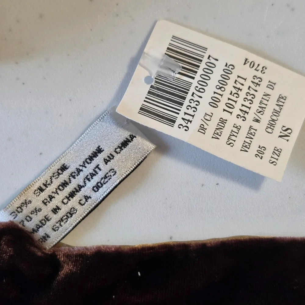 Chocolate Brown Silk Blend Velvet Scarf Gold Satin Backing Reversible 58in